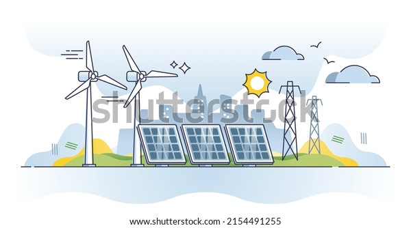 Sustainable Energy Generation Solar Wind Sources Stock Vector (Royalty ...