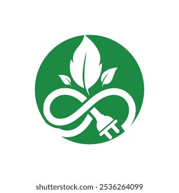 Sustainable Energy Icon with Leaf and Plug Design