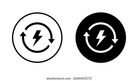 Sustainable energy icon on black circle. Renewable power sign. Green environment symbol