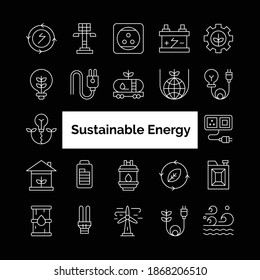 Sustainable Energy Icon Set. vector illustration.