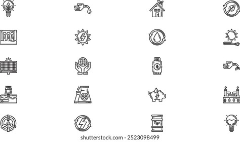 Sustainable energy icons High-Quality Vector Icons Collection with Editable Stroke. Ideal for Professional and Creative Projects.