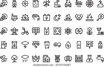 Sustainable energy icons High-Quality Vector Icons Collection with Editable Stroke. Ideal for Professional and Creative Projects
