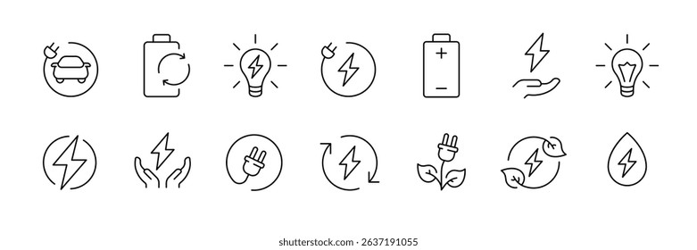 Sustainable energy icons set for eco-friendly designs