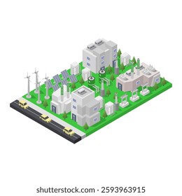 Sustainable energy industry isometric in vector