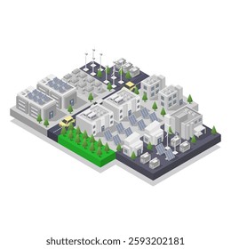 Sustainable energy isometric illustrated in vector