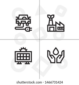 Sustainable energy, save the planet lineal icon set