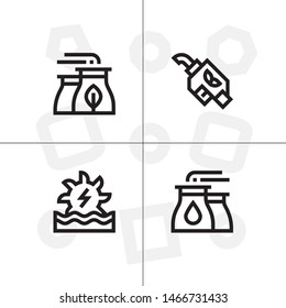 Sustainable energy, save the planet lineal icon set