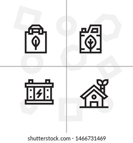 Sustainable energy, save the planet lineal icon set