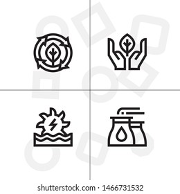 Sustainable energy, save the planet lineal icon set