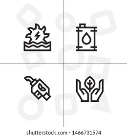 Sustainable energy, save the planet lineal icon set