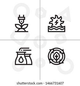 Sustainable energy, save the planet lineal icon set