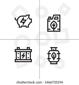 Sustainable energy, save the planet lineal icon set