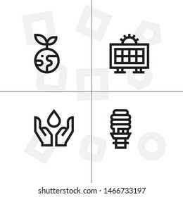 Sustainable energy, save the planet lineal icon set