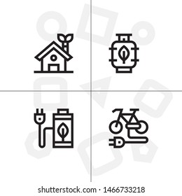 Sustainable energy, save the planet lineal icon set