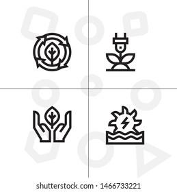 Sustainable energy, save the planet lineal icon set