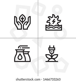 Sustainable energy, save the planet lineal icon set