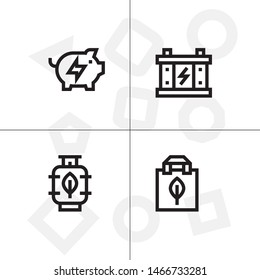 Sustainable energy, save the planet lineal icon set