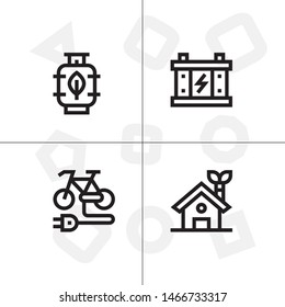 Sustainable energy, save the planet lineal icon set
