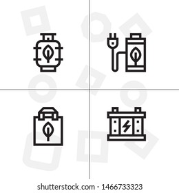 Sustainable energy, save the planet lineal icon set