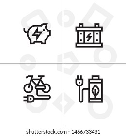 Sustainable energy, save the planet lineal icon set