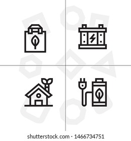 Sustainable energy, save the planet lineal icon set