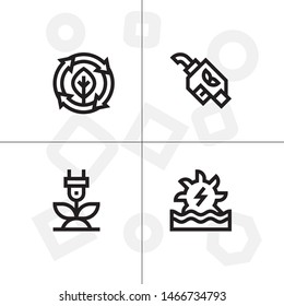 Sustainable energy, save the planet lineal icon set