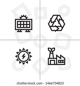 Sustainable energy, save the planet lineal icon set