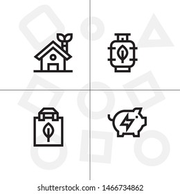 Sustainable energy, save the planet lineal icon set