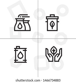 Sustainable energy, save the planet lineal icon set