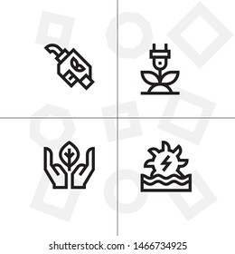 Sustainable energy, save the planet lineal icon set