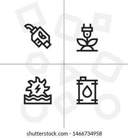 Sustainable energy, save the planet lineal icon set