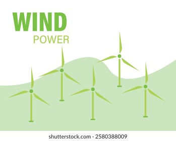 Sustainable energy wind turbine vector illustration.