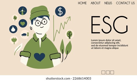 Sustainable environment banner. ESG concept. Vector illustration for website, landing page