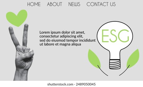 Sustainable environment collage. ESG concept. Vector illustration for website, landing page