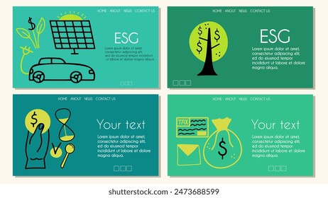 Sustainable environment website. ESG concept set. Vector illustration for landing page, app. 