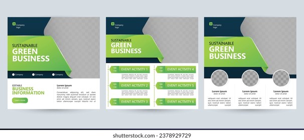 sustainable environmental protection eco friendly green business template social media post vector background for time line agenda schedule organizer planner event list layout