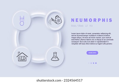 Sustainable and environmentally friendly materials, such as recycled paper, bamboo, organic cotton, hemp, cork, biodegradable plastics, and natural wood. Neomorphism. Vector line icon
