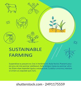 Sustainable farming banner template with place for text. Eco farm, regenerative agriculture. Vector illustration.