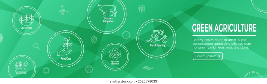 Sustainable Farming Icon Set with Maximize Soil Coverage and Integrate Livestock-Examples for Regenerative Agriculture Icon Set and Web Header Banner