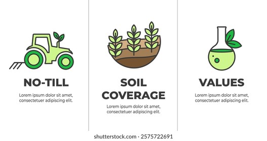 Sustainable Farming Icon Set  Maximize Soil Coverage and Integrate Livestock-Examples for Regenerative Agriculture Icon Set