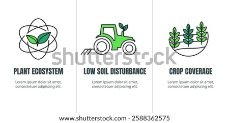 Sustainable Farming Icon Set with Maximize Soil Coverage and Integrate Livestock-Examples for Regenerative Agriculture Icon Set
