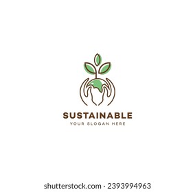 Sustainable, Sustainable farming logo design template elements. Vector illustration. New Modern logo.