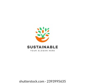 Sustainable, Sustainable farming logo design template elements. Vector illustration. New Modern logo.