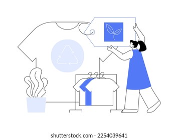 Sustainable fashion abstract concept vector illustration. Sustainable manufacturing brand, green technologies in fashion, ethical clothing production, organic clothes, zero waste abstract metaphor.