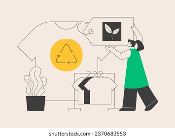 Sustainable fashion abstract concept vector illustration. Sustainable manufacturing brand, green technologies in fashion, ethical clothing production, organic clothes, zero waste abstract metaphor.