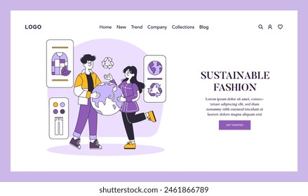 Sustainable Fashion concept. Digital illustration of eco-conscious apparel choices. Highlighting responsible fashion and global impact. Vector illustration.