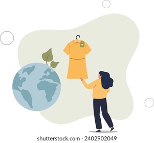 Sustainable fashion concept.Slow fashion and thrift or second hand shopping.flat vector illustration.