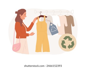 Sustainable fashion isolated concept vector illustration. Sustainable manufacturing brand, green technologies in fashion, ethical clothing production, organic clothes, zero waste vector concept.