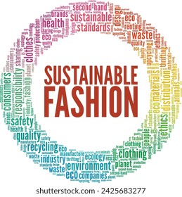Sustainable Fashion word cloud conceptual design isolated on white background.