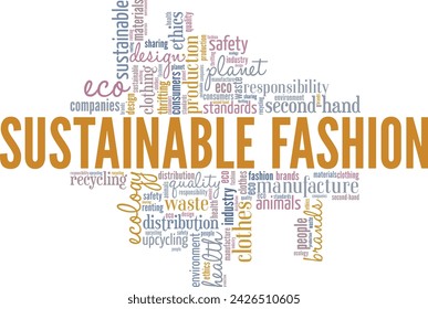 Sustainable Fashion word cloud conceptual design isolated on white background.